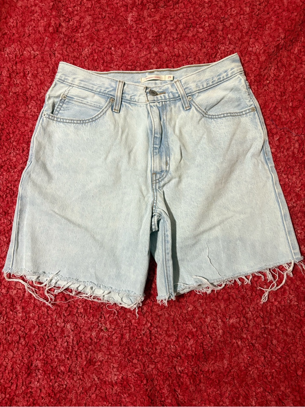 Levi’s 94 Baggy Shorts Women’s 29 Light Wash Denim Raw Hem High Rise